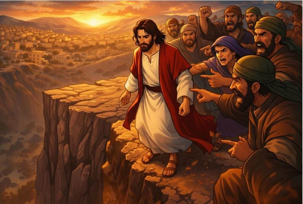 把耶稣推下山崖